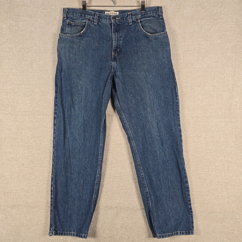 Vintage Faded Glory Original Fit Mens Blue Denim Straight Leg Jeans 36x30